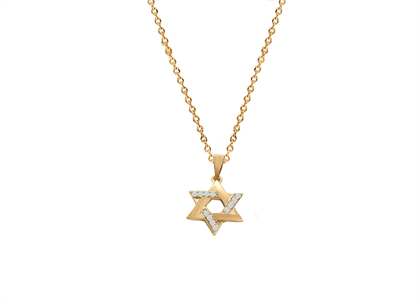 Gold Plated CZ Studded Magen David Pendant